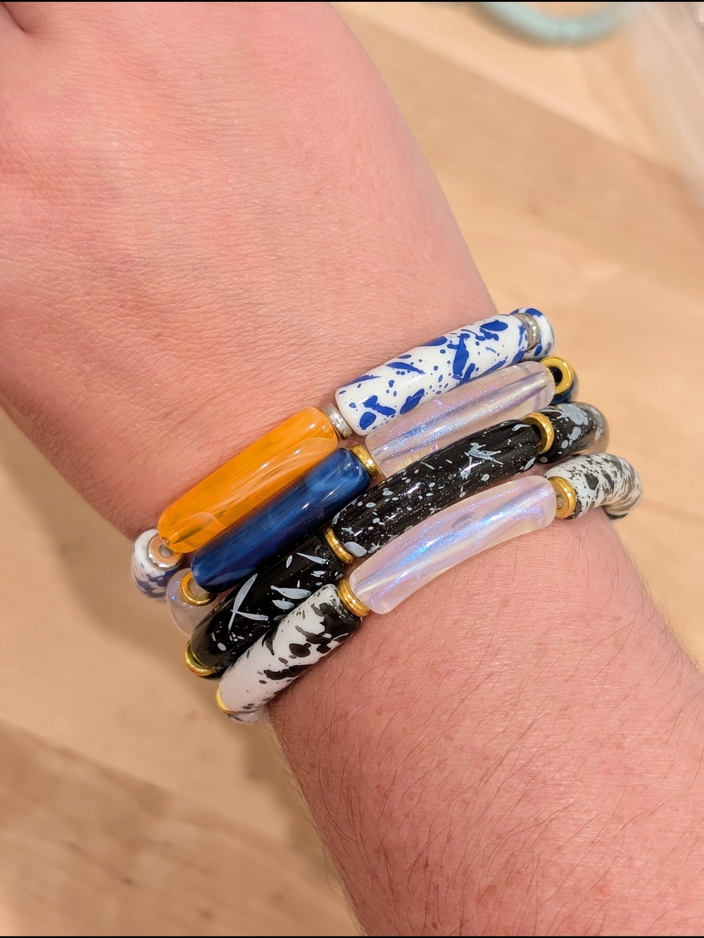Multi-Color Tube Bead Bracelet Set